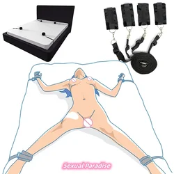 Conjunto de restrição BDSM para casais femininos, jogos adultos, produtos sexuais, brinquedos sexuais, punho de pulso e tornozelo, BDSM Binding Set, Sex Shop Toy