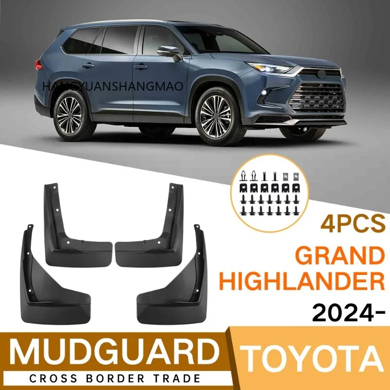 For Toyota Highlander 2024-2025 Mud Flaps Tire Splash Guards Black 4PCS Set Exterior Car Accessories Fender Protector Perfect