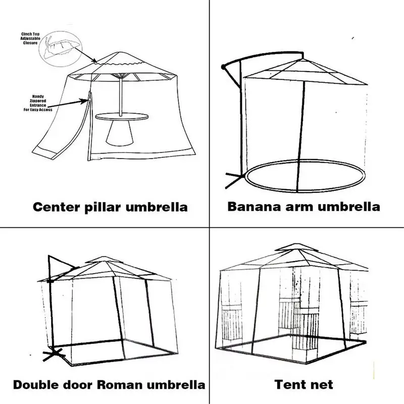 

Umbrella Cover Mosquito Netting Zippered Mesh Enclosure Cover Screen Patio Table Umbrella Garden Deck Furniture Polyester Mesh