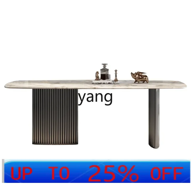 

LTT minimalist light luxury dining table dining table villa large apartment colored crystal stone dining table