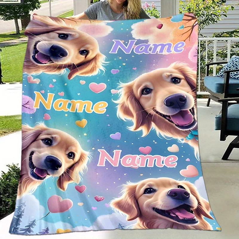 Custom Name dog Blanket, suitable for sofa, bed, birthdays, children, fishing enthusiasts, friends, gifts