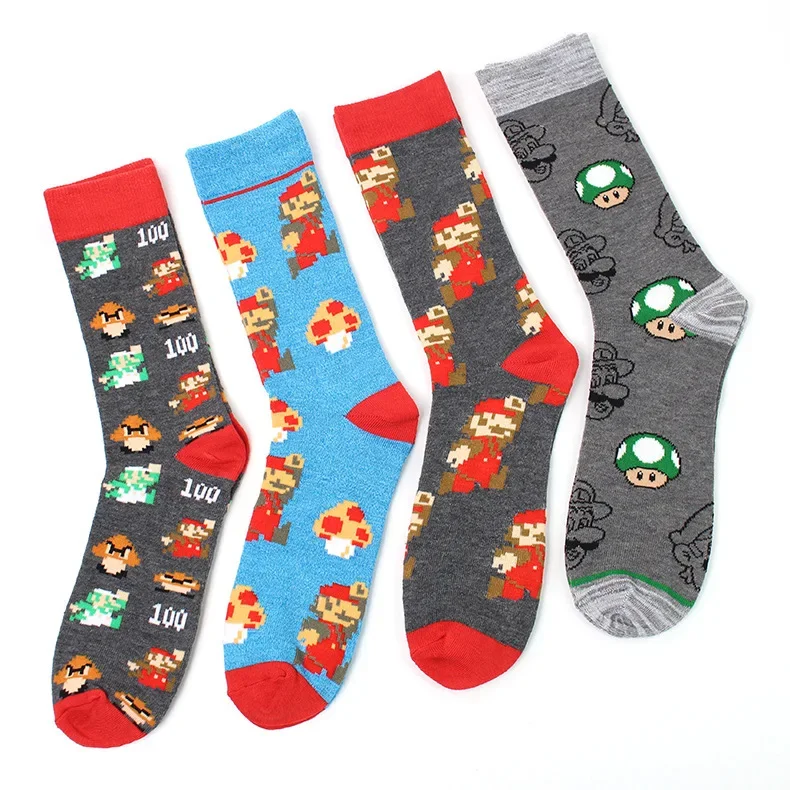 

26-28cm Super Mario Bros Cotton Socks Anime Figure Cute Cool Adult Male Youth Leisure Fashion Sports Mid Tube Socks X-mas Gifts