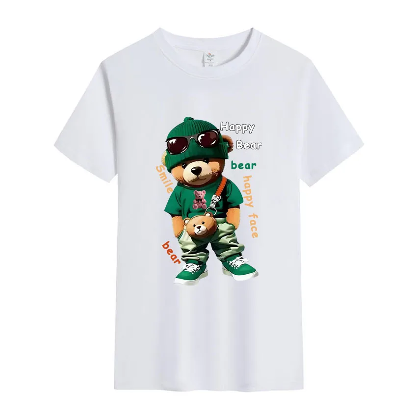 Summer Children T-shirt Fashion Cute Cartoon Bear Printing Boys T Shirt Girls Tops Cotton Short Sleeve Tees Cute Kids Clothes