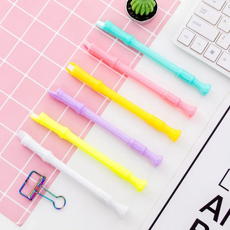 24Pcs creative candy color flute whistle can blow gender neutral pen, student stationery office supplies