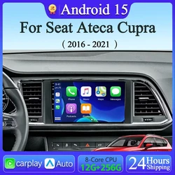 Android15 Wireless CarPlay Auto Car Radio For Seat Ateca Cupra 2016 - 2021 Multimedia Video Player 4G WIFI GPS Camera Navigation