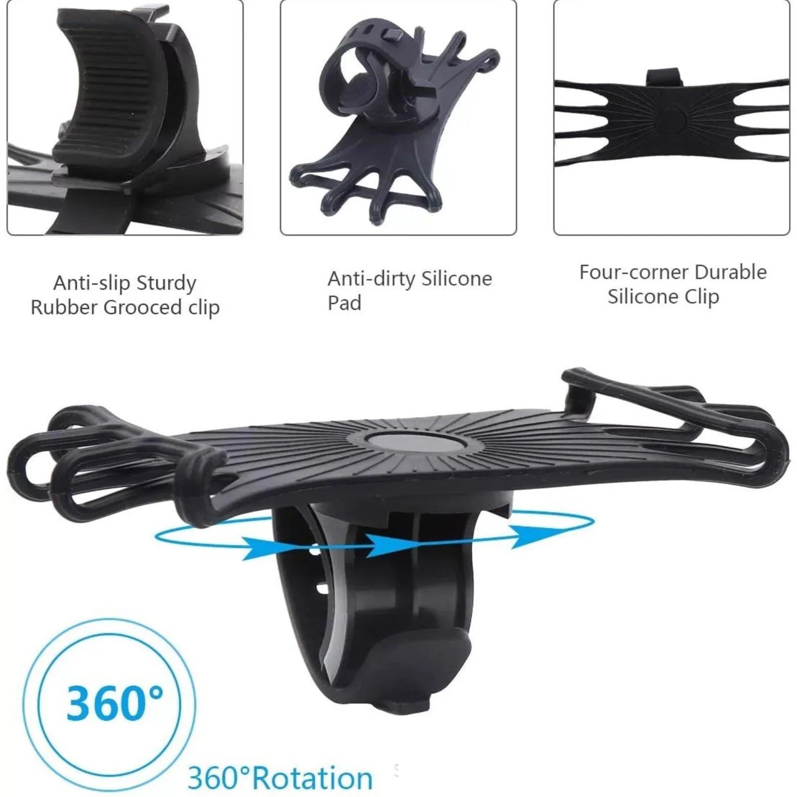 360 °   Soporte giratorio para teléfono de bicicleta, soporte de silicona para motocicleta, soporte GPS para iPhone 11, Xiaomi 10, Huawei P40, Unive