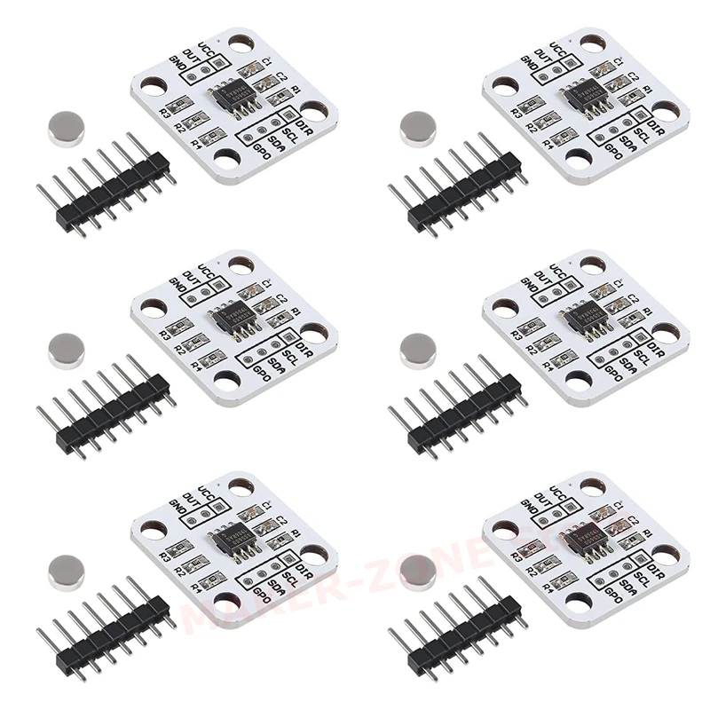 6pcs AS5600 Magnetic Encoder 12bit 3.3V High Precision Magnetic Induction Angle Measurement Sensor Module