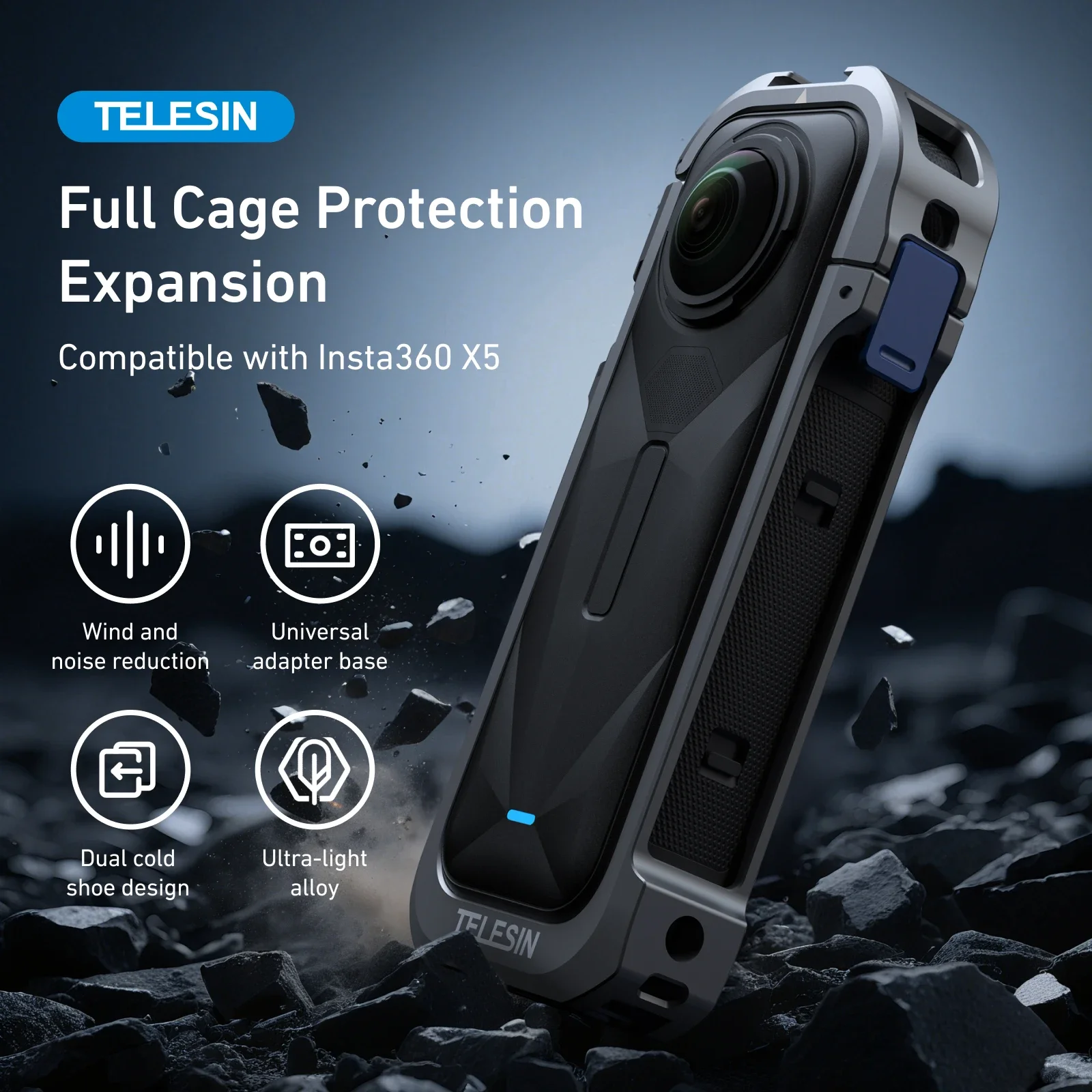 

Aluminum Alloy Camera Cage For Insta360 X5 & X4 - Protective Vlogging Frame With Utility Features