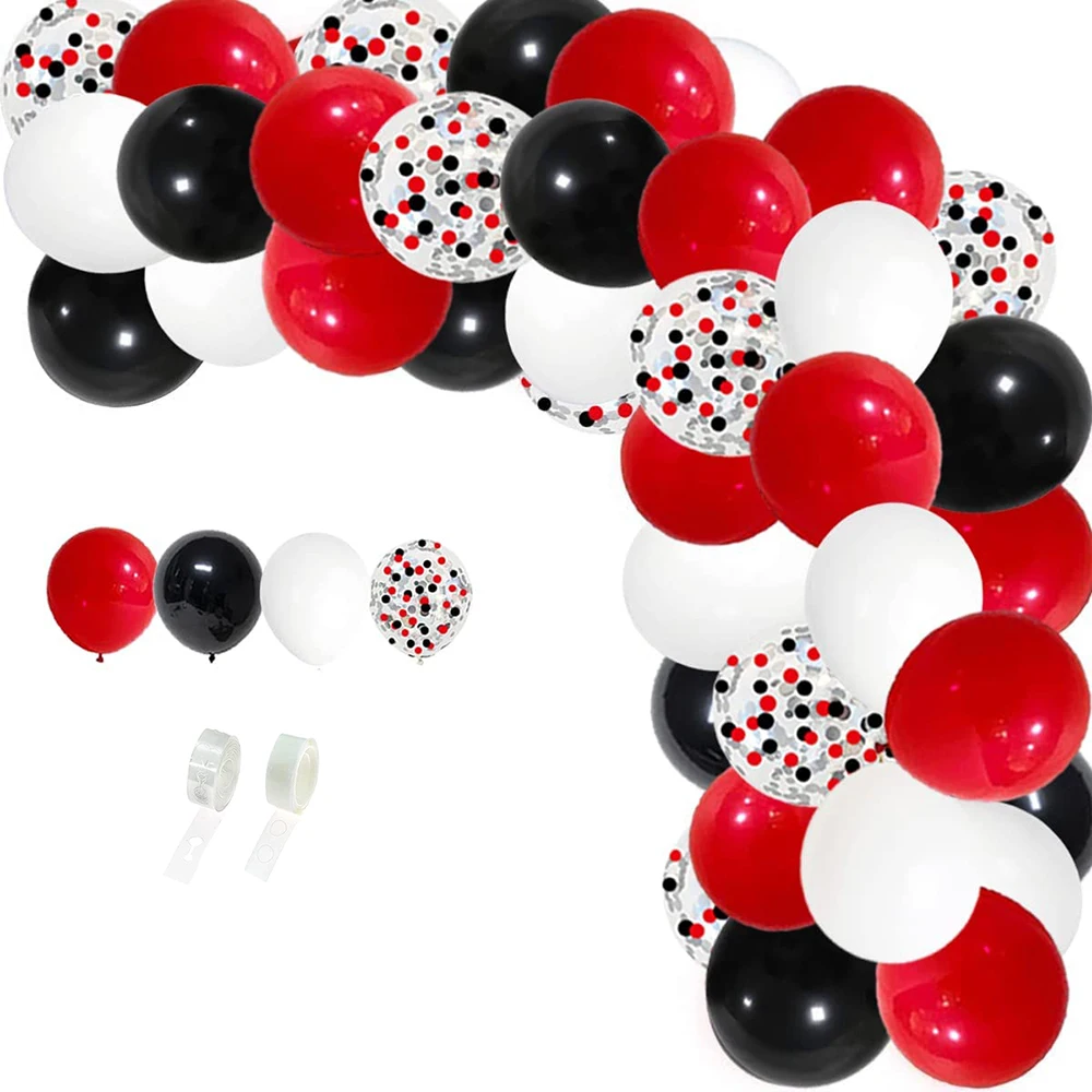 12 cali czerwone czarne białe balony girlanda zestaw łukowy konfetti cyrk BBQ kasyno impreza urodzinowa balony dekoracje na ukończenie szkoły Baby Shower