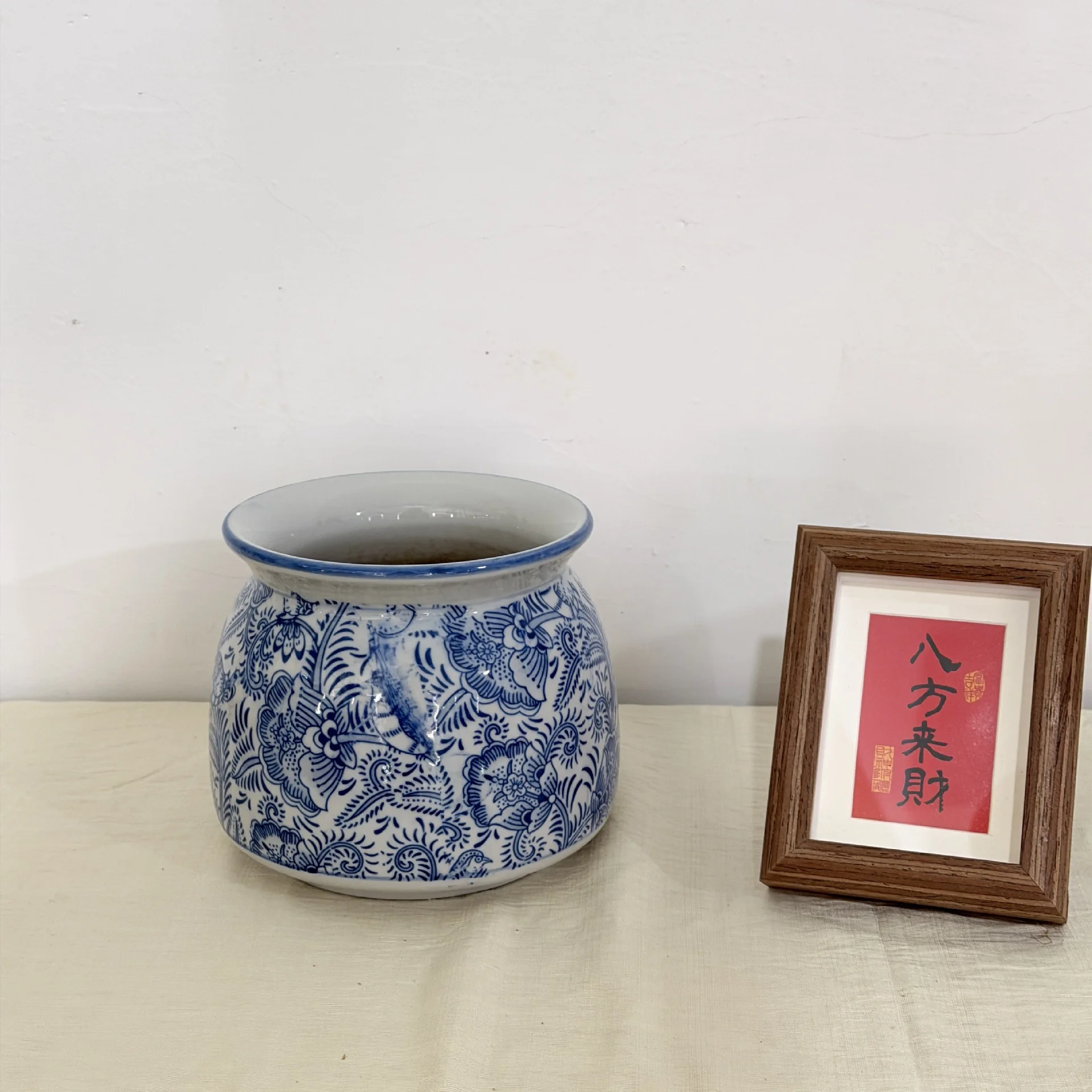 DSA perforated flower pot blue and white ceramic vase creative home living room decoration ornament