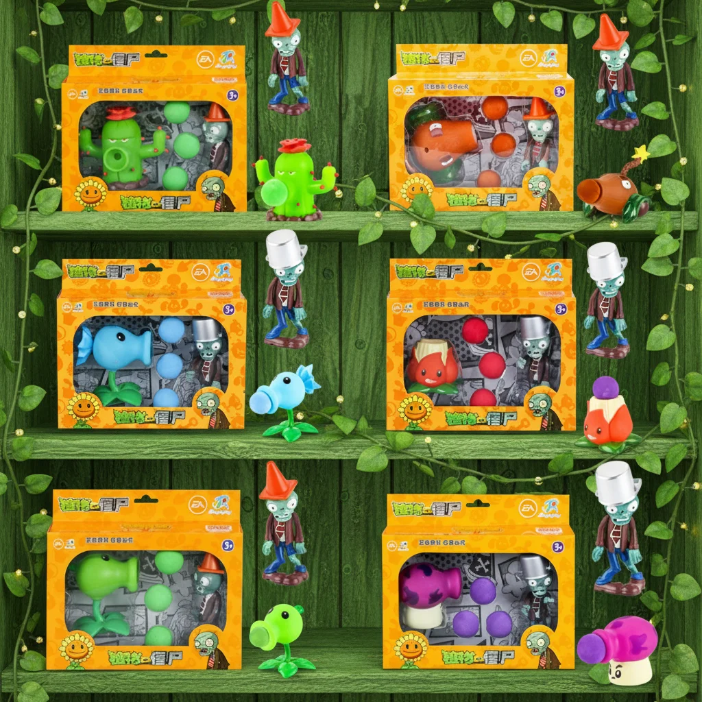 النباتات مقابل الزومبي 2 الصبار Peashooter جوز الهند مدفع A.K.E.E مجموعات الالعاب 6 نمط لعبة أرقام لينة سيليكون الكسول هدية عيد ميلاد الصبي
