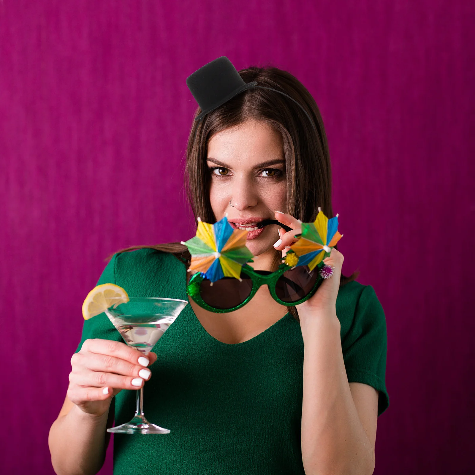 

Party Headwear Mini Top Hat Headband Stylish Costume Accessory for Women Men Themed Events Carnivals Proms Black Rhinestone