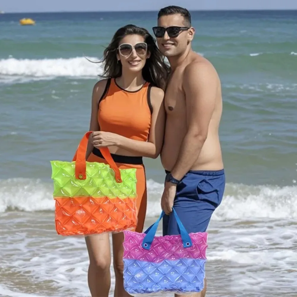 Seaside Vacation Pvc Stamp Inflatable Crossbody Bag Go Out Play Waterproof Handbag Family Travel Large Capacity Shoulder Bag view 3
