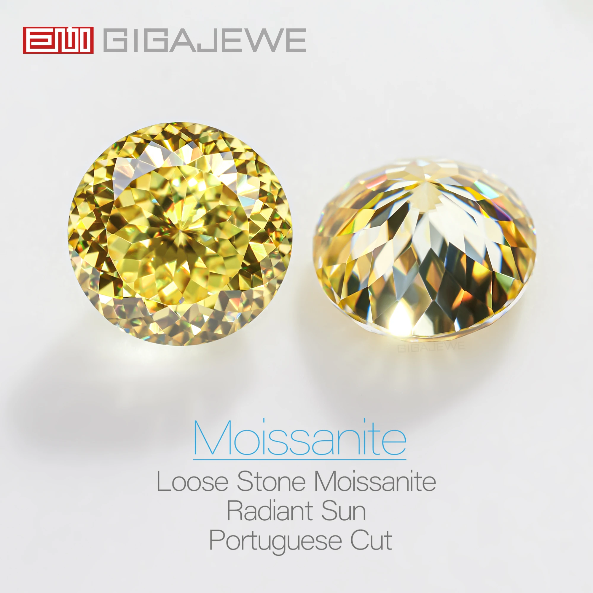 GIGAJEWE Moissanite Portuguese Cut NovaColor Radiant Sun VVS1 Premium Gems Loose Diamond Test Passed Gemstone For Jewelry Making