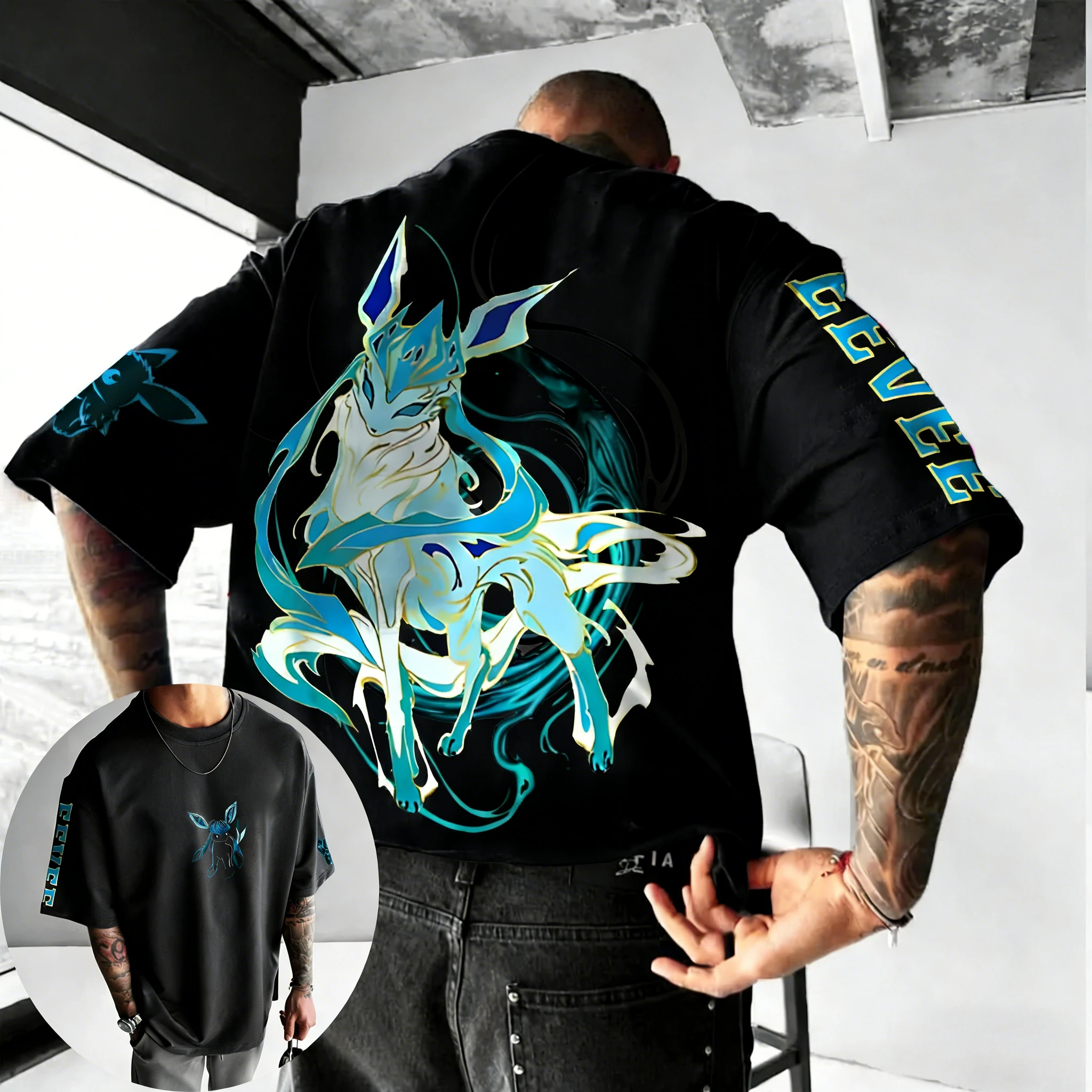 بوكيمون أنيمي جلاسيون تي شيرت قطني مطبوع 2026 للرجال والنساء صيف جديد الشارع الهيب هوب عادية فضفاض Y2K الوالدين والطفل #4