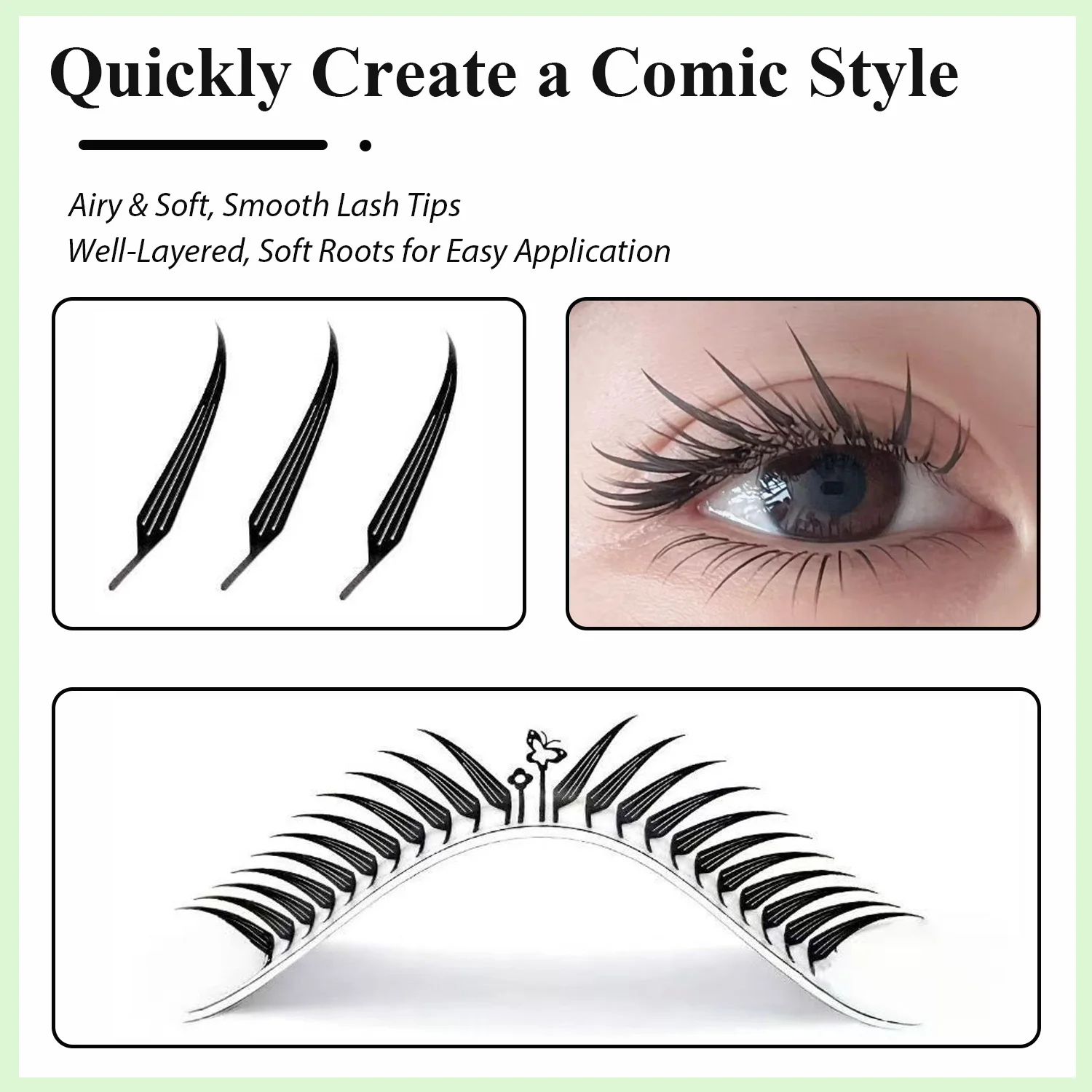 MIOFIA 240Pcs Manga Fox Eye Cluster Lashes Premade Fans DIY Eyelash Extensions Soft Reusable Dramatic Fox Eye False Lashes