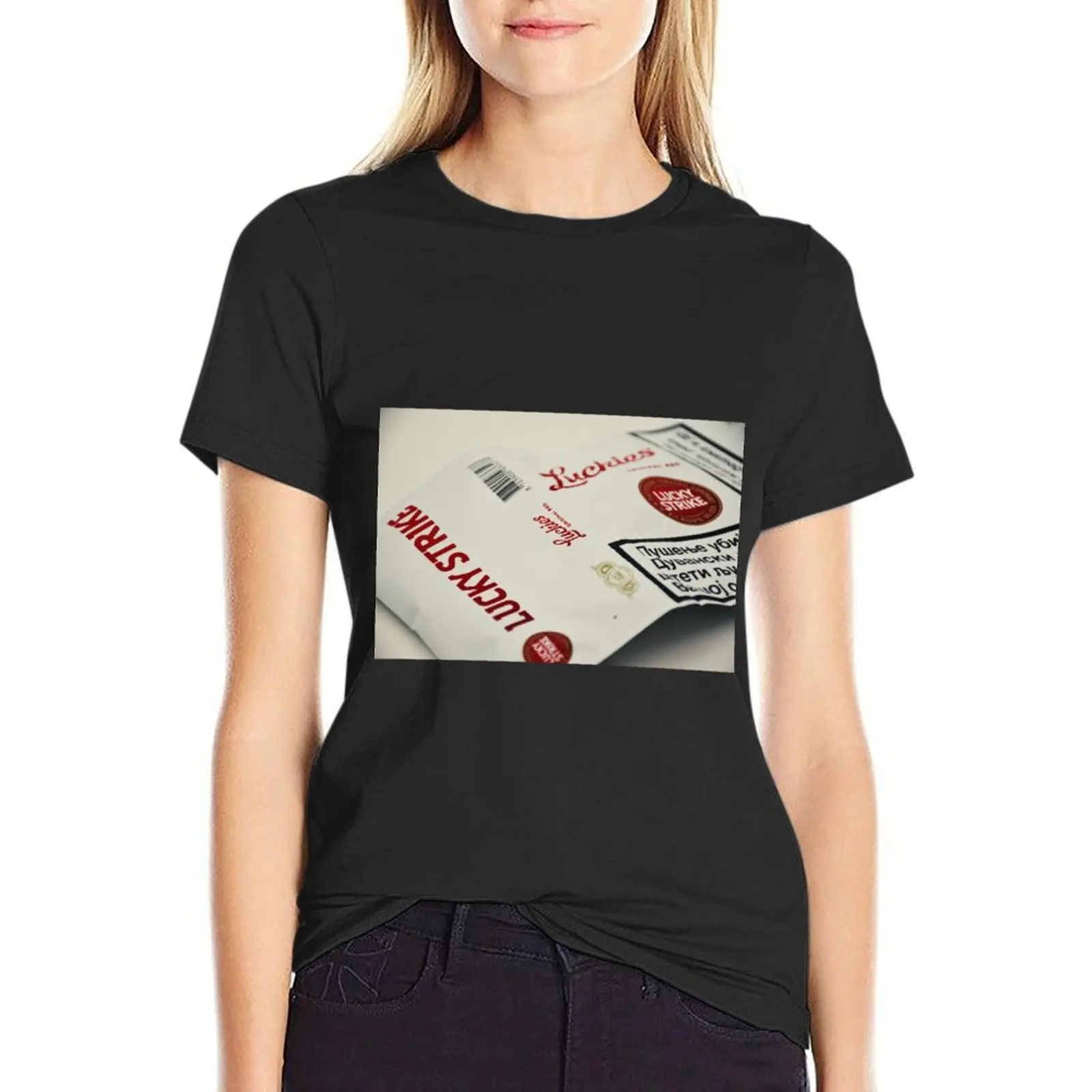 

Lucky strike tobacco T-Shirt funnys plain cute tops t-shirts for Women pack