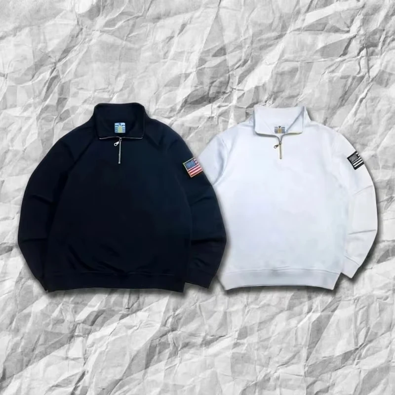 2 Pcs Outerwear Co-ords Y2K Retro Quarterzip Pullover Hoodie American Old Money Zipneck Embroidery Streetwear Sweatshirt Set2026