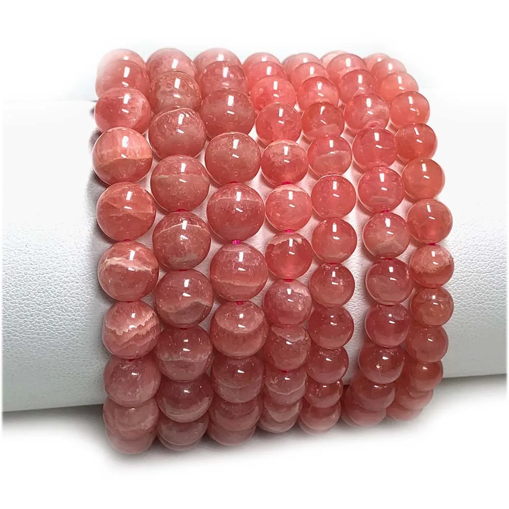 

Veemake Natural Pink Red Rhodochrosite Round Beads Bracelets Charms Luxury Fine Jewelry Gemstones Personalized Women Gifts