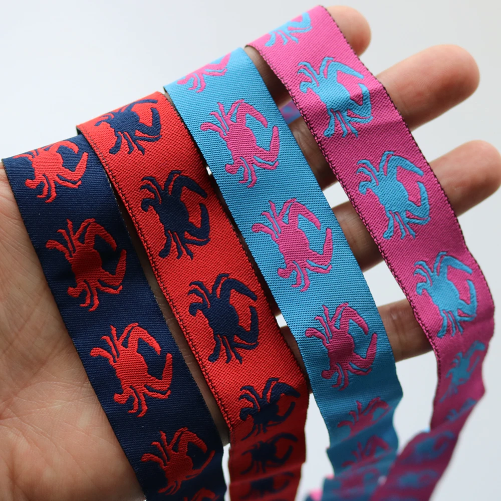 5 Meters 22MM 7/8 Inch Crab Cartoon Jacquard Webbing Ribbon Lace