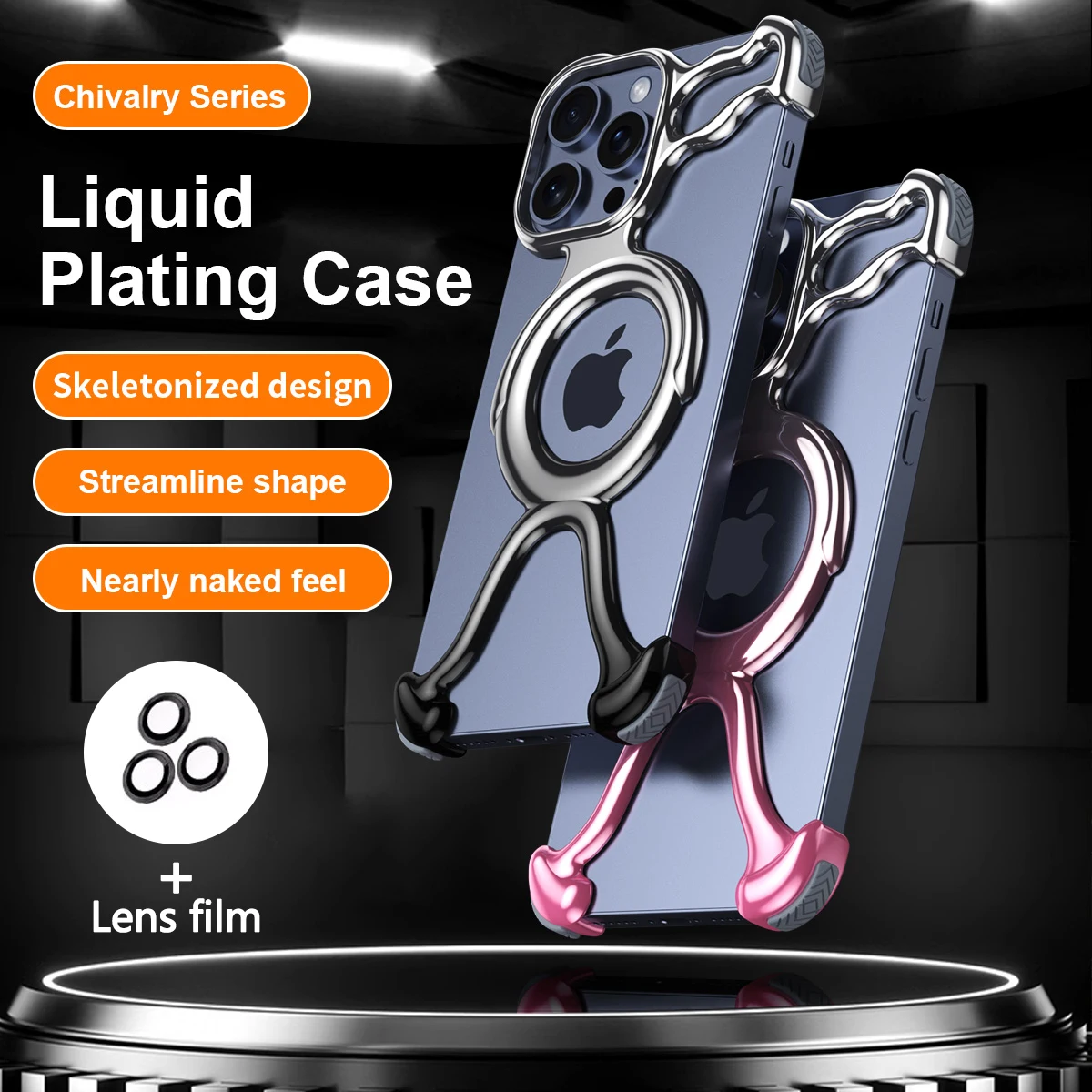 

Magnetic Liquid Metal Phone Case For iPhone 15 13 14 Pro Max With AirBag Shockproof Bumper Irregular Metal Anti-fall Cover Funda