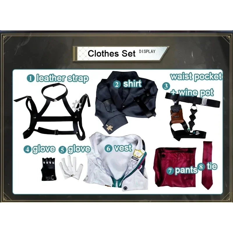 Honkai Star Rail Gallagher Cosplay Costume Wig Pants Shirt Vest Tie Suits Men Women Halloween Party Carnival Roleplay Outfits8;m