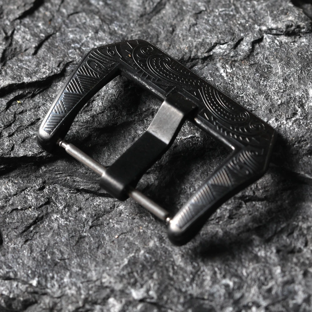 مشبك من الفولاذ المقاوم للصدأ 316L، عملية طلاء سوداء 22 مم، مناسبة لإبزيم حزام جلدي جديد، طراز المايا المنقوش العتيق buc