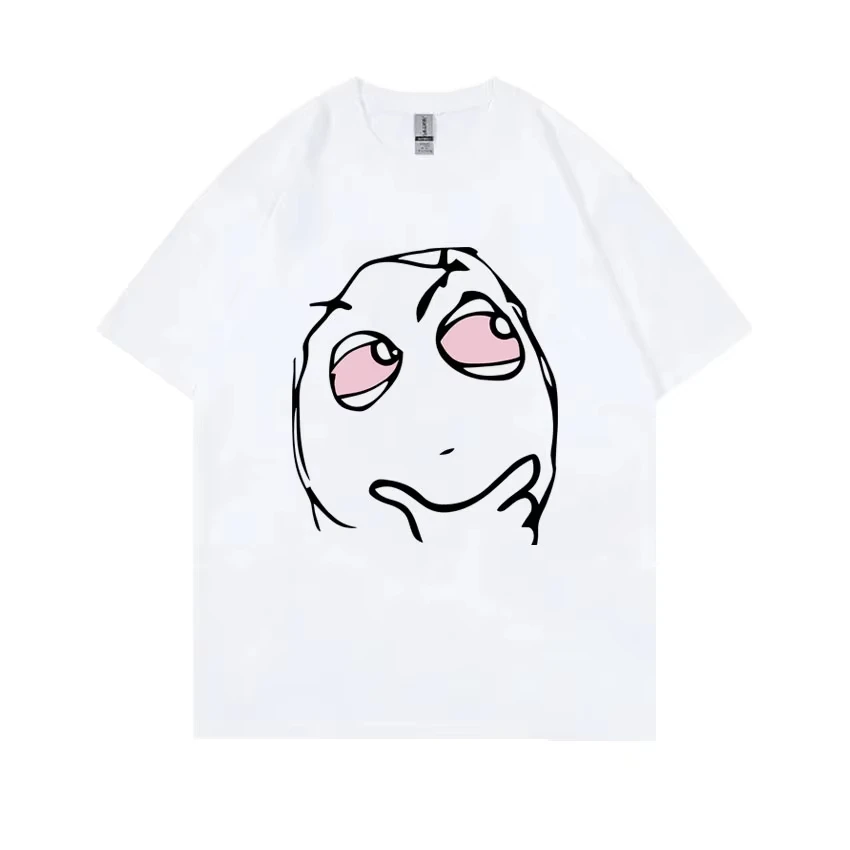 

RAGE GUY Funny Meme T Shirt Manga Troll Face Be Me Pensive Red Eyes High Reaction Face T-Shirt Men Women Cotton Oversized Tshirt
