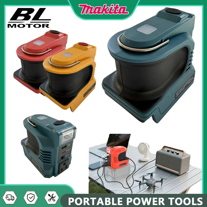 

Инверторная электростанция Makita 110V-120V-220V для аккумуляторов Milwaukee/Dewalt 18V, 180W, с LED-подсветкой, для кемпинга и использования на открытом воздухе, адаптер питания, инструмент для кемпинга.