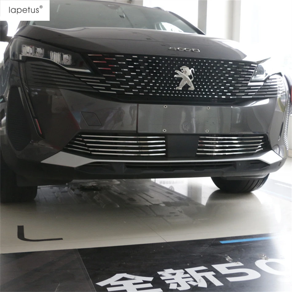 Car Front Bottom Grille Racing Grill Cover Trim For Peugeot 3008 5008 GT 2021 2022 2023 Stainless Steel Accessories Exterior Kit