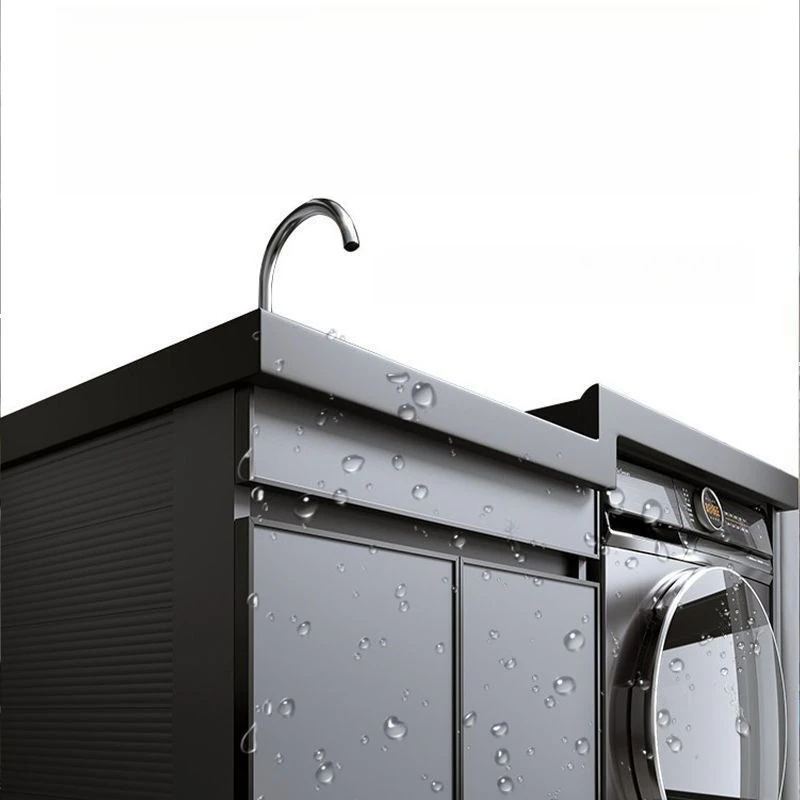 Space Aluminum Balcony Washing Machine Integrated Cabinet  Significant Laundry Sink with Rubbing Board Laundry Cabinet