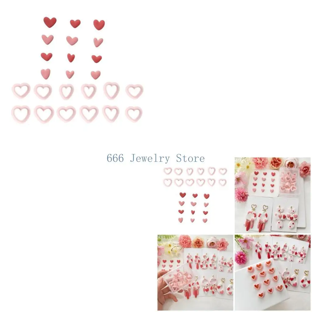 F2TD 12pcs Jewelry Making Set with Small Heart Clay Cutters for Creative Designs