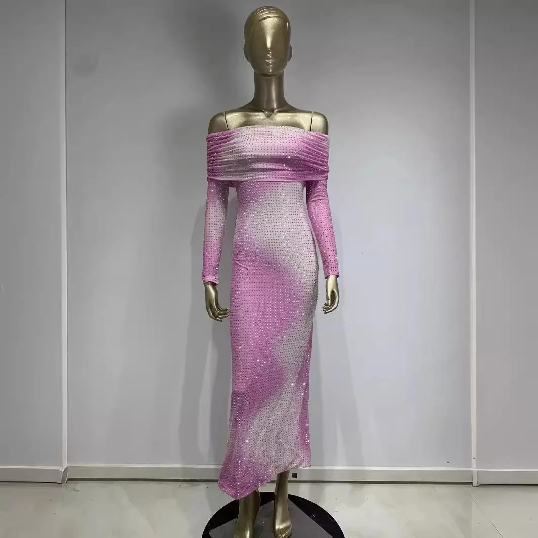 Vestido de diamante caliente degradado, vestidos de fiesta de banquete de alta gama, moda elegante, nuevo