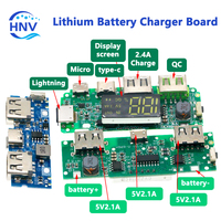 Lithium Battery Charger Board LED Dual USB 5V 2.4A Micro/Type-C USB Mobile Power Bank 18650 Charging Module