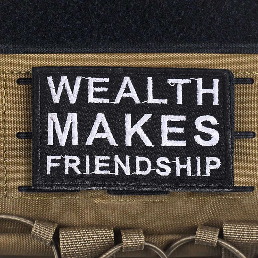 Wealth Makes Friendship Morale Patch Set, Klettverschluss, taktisches Abzeichen für Rucksack, Jacke, Hut, Outdoor-Ausrüstung, Geschenk für Militärfans – Detail 5