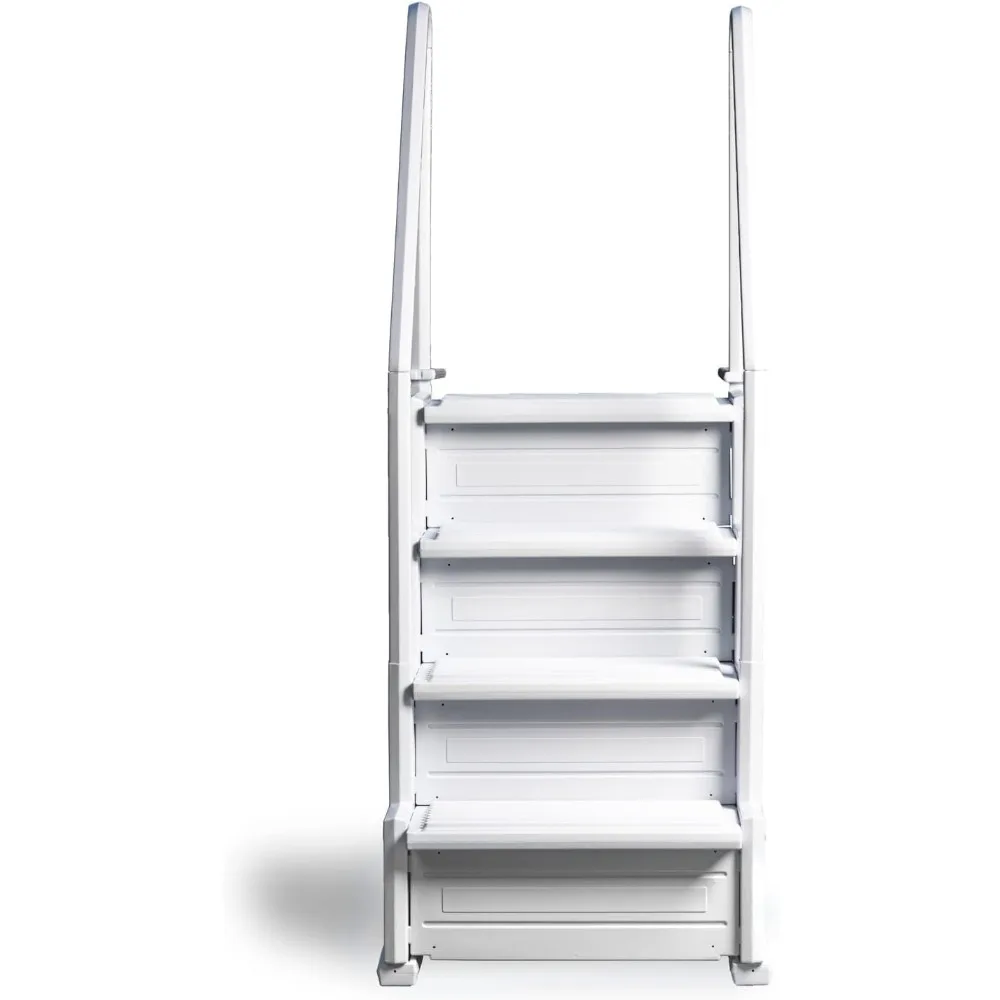 Escada de piscina de trilho duplo montada no deck para piscinas acima do solo de 48-54 polegadas