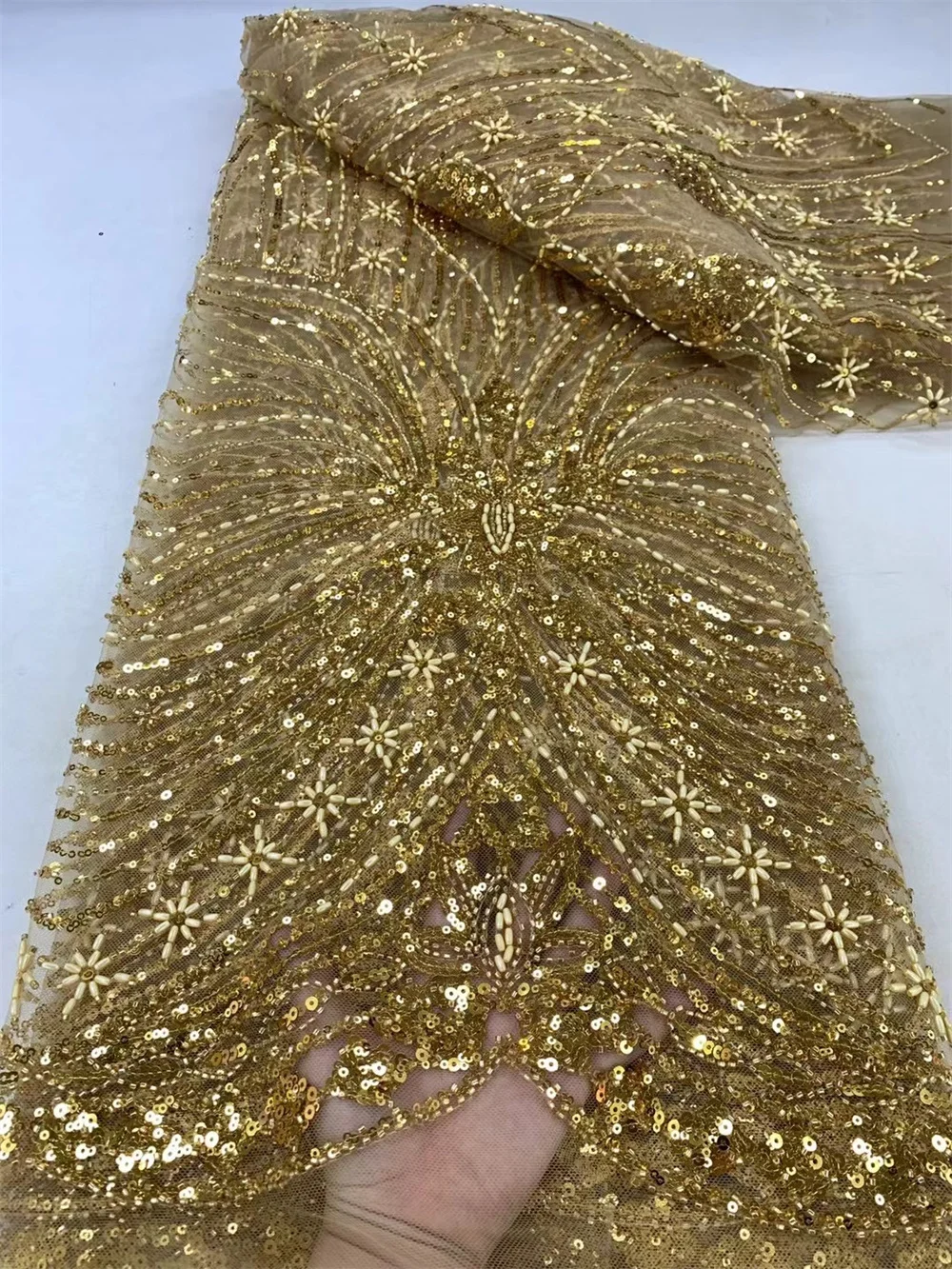 Gold 5 yard Purple/Wine /Green/off White Tree Pattern Handmade Beaded Bridal Lace Fabric With Sequins Elegant Wedding ClotA318-1