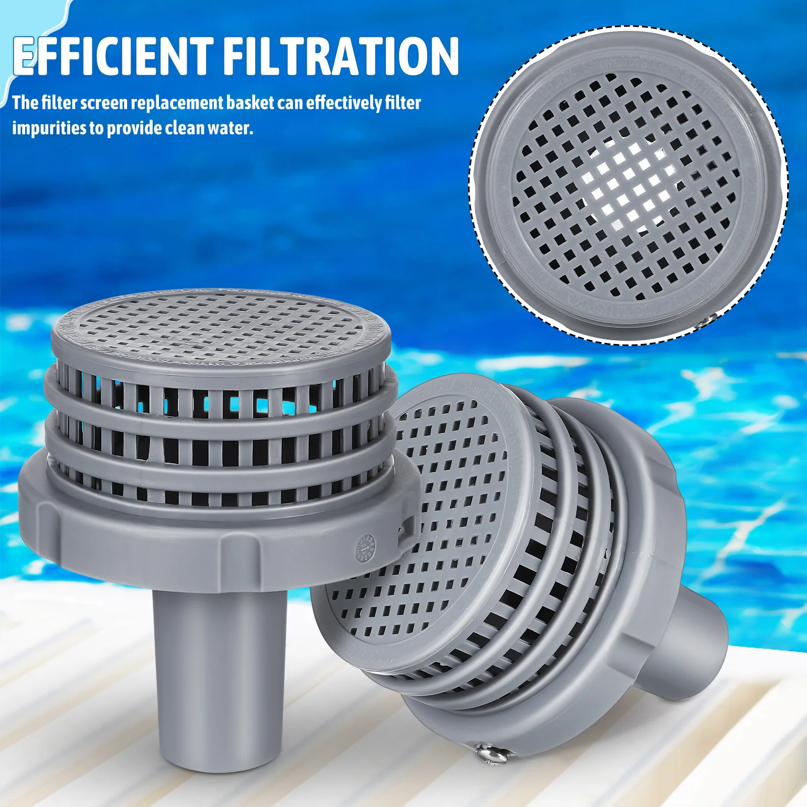 

2Pcs High Efficiency Pool Strainer Basket Replacement Pool Filtration Mesh Screen Outdoor Water Filter Parts
