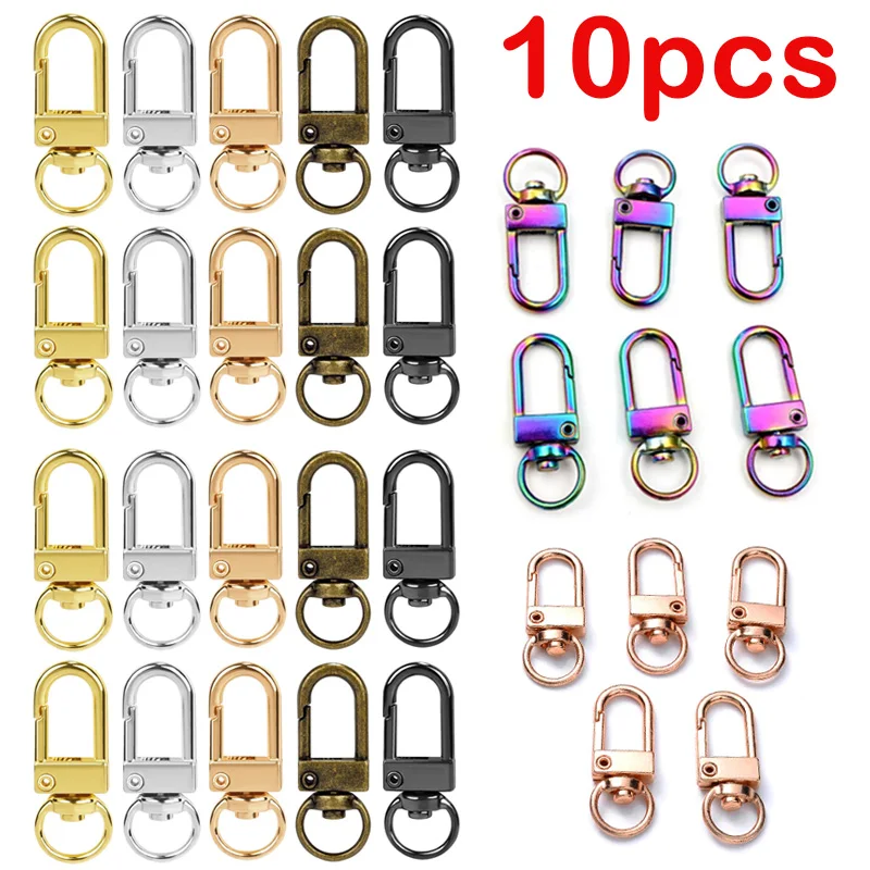 10pcs Carabiner Metal Lobster Clasp Hooks Gold Silver DIY Bag Luggage Accessories DIY Jewelry Finding Making Supplies Keychain