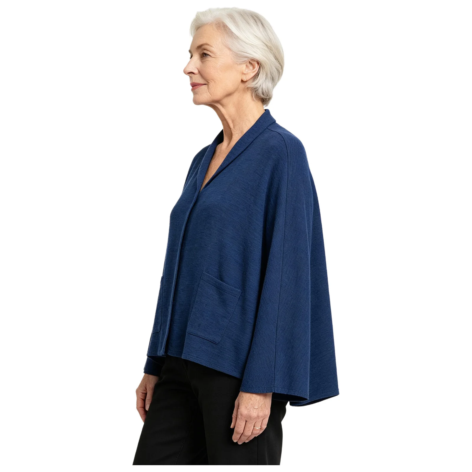 Women's Elderly Adaptive Warm Cape Shawls Special Need Clothes Poncho V Neck Button-down Cardigan with Pockets for Nursing Home