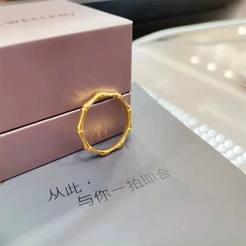 Fashion Minimalist Women Bamboo Knot Ring Versatile Decorative Aesthetic Party Jewelry Stainless Steel Anniversary Ring Gift