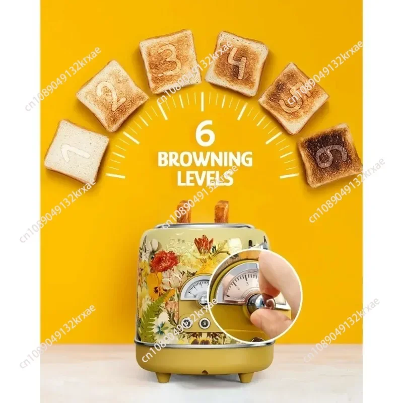 ad 2-Slice Retro Toaster, 3 Functions-Defrost/Reheat/Cancel, Removable Crumb Tray for Easy To Clean, 1.5 Inches Extra Wide Slots