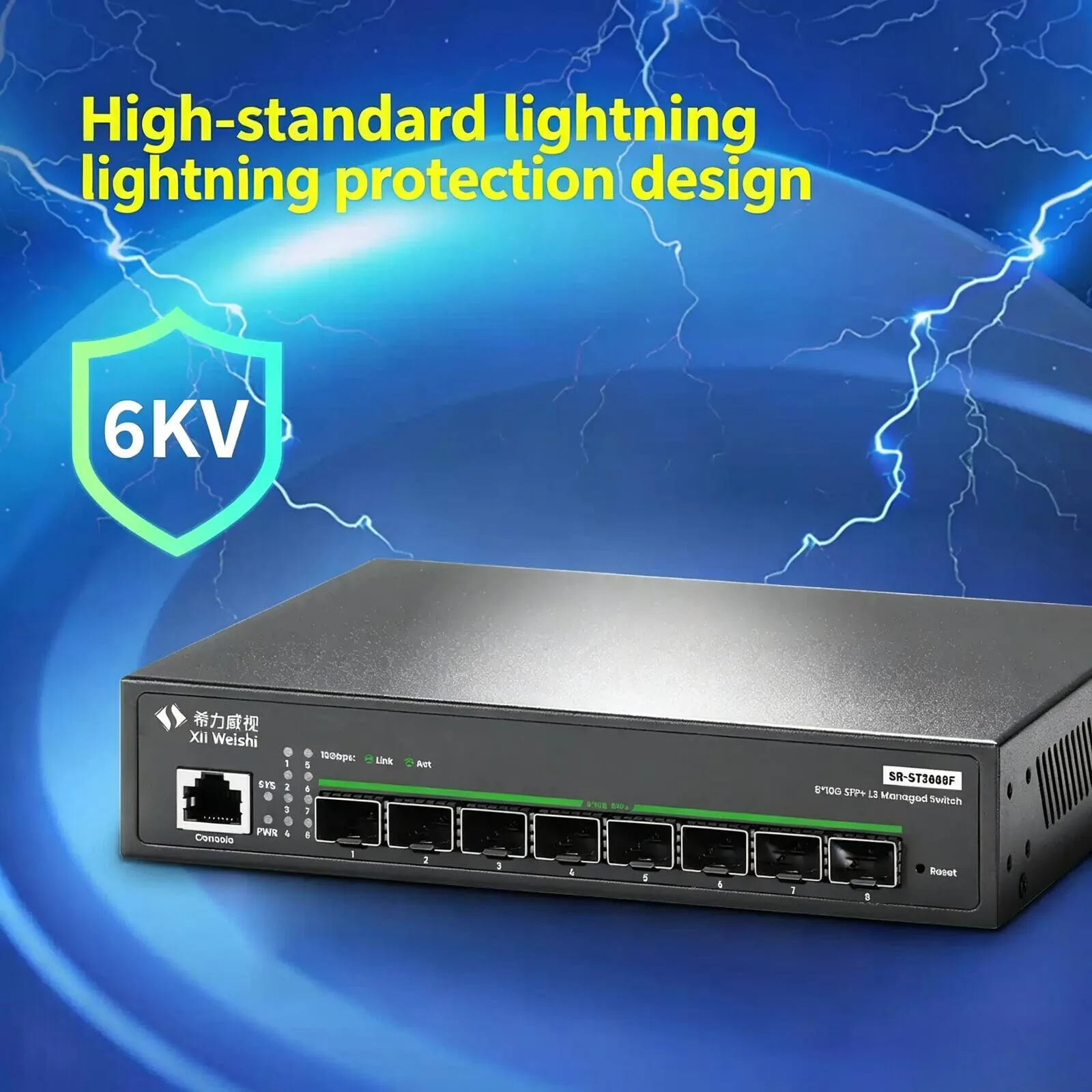 

Fiber Switch L3 Managed 8 Ports 10G SFP+ Support VLAN Port Link Aggregation Dynamic Routing Heat Dissipation Upgrade switch
