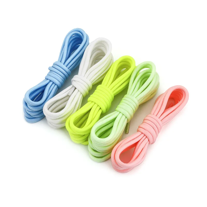 4mm Circular Luminous Shoelaces Fluorescent Polyester Solid Color Shoe Laces Sneakers Solid Color Rope Length 120/140/160CM