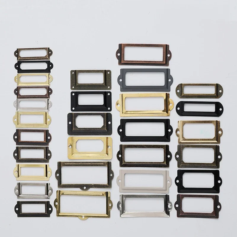10Pcs Antique Label Tag File Name Card Holder Pull Frame For Furniture Cabinet Drawer Box Case
