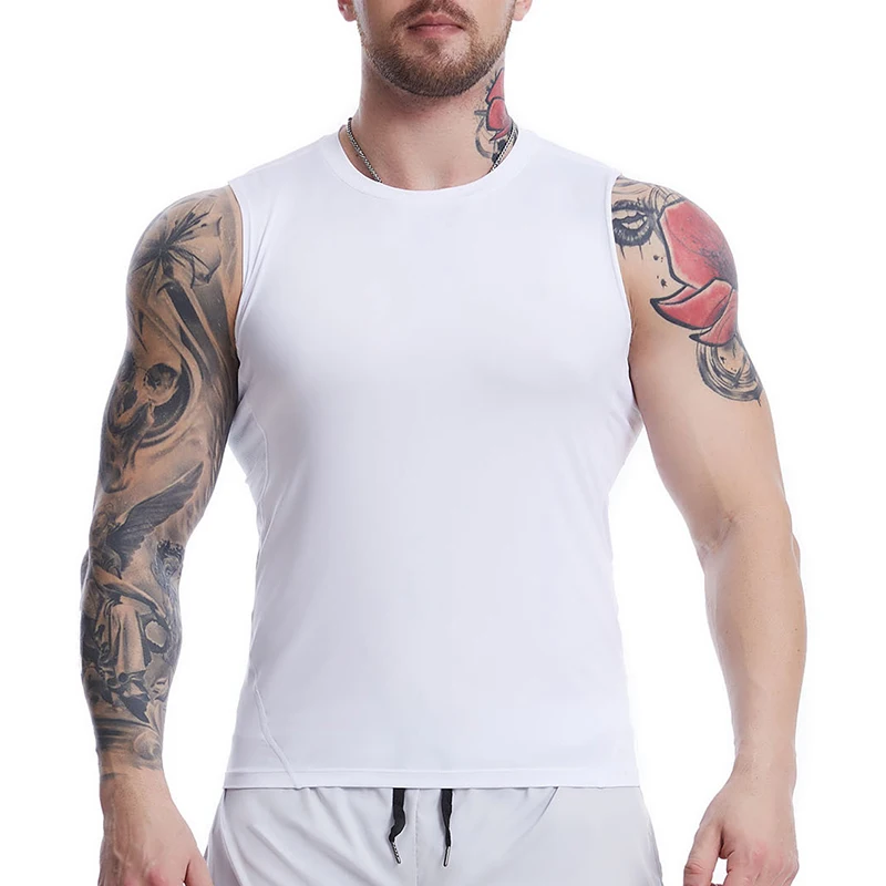 Anime Graphic Sleeveless Compression Shirt For Men Athletic Quick Dry Tank Tops Tees Gym Workout Fitness Running Vest Baselayers