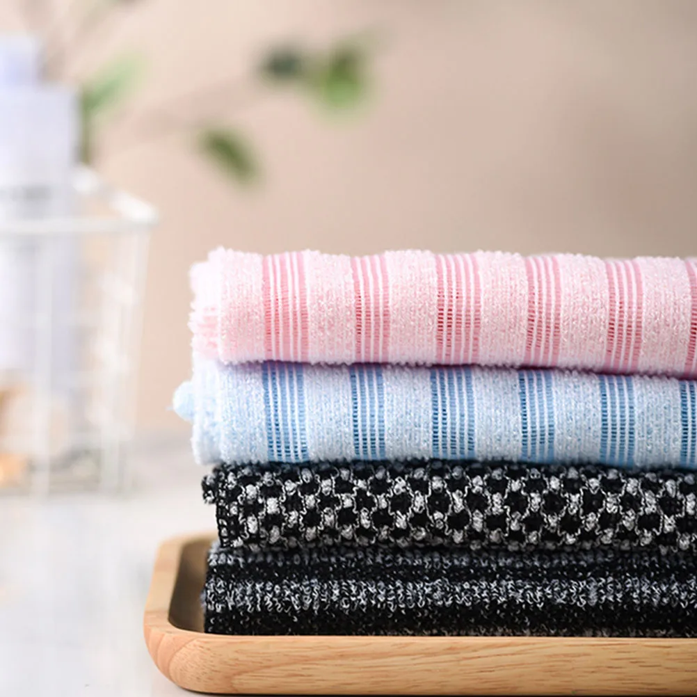 

Premium Polyester Bath Towel Foldable Wall Hang Deep Skin Scrub Exfoliating Shower Home Use Soft Long Striped Cleaning Loofah
