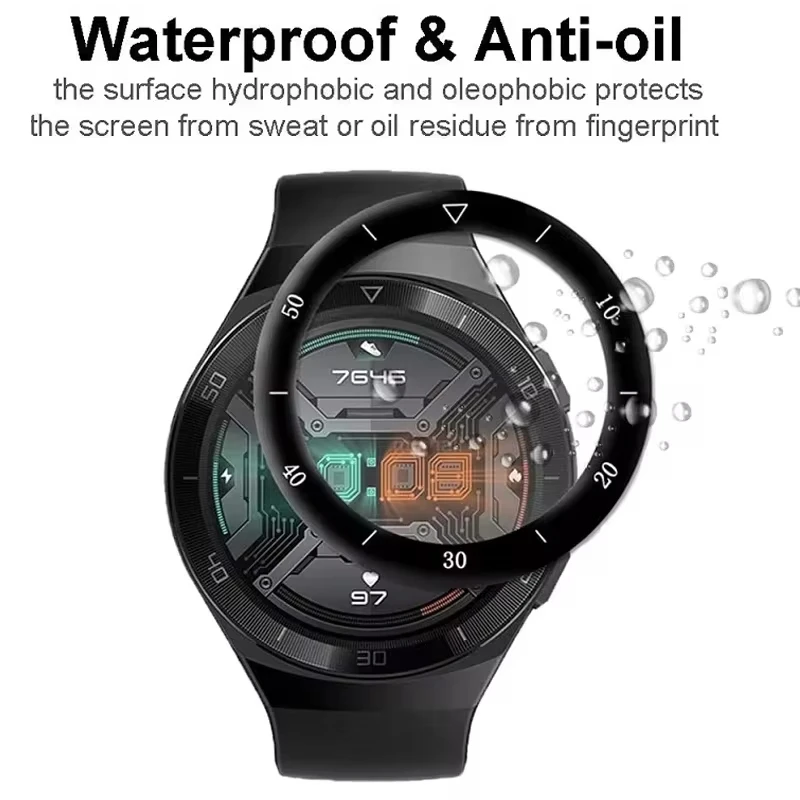 1-6PCS Protective Film For Huawei Watch GT2E 46mm 3D Clear Curved Cover Full Coverage Screen Protector Huawei GT 2E Accessories