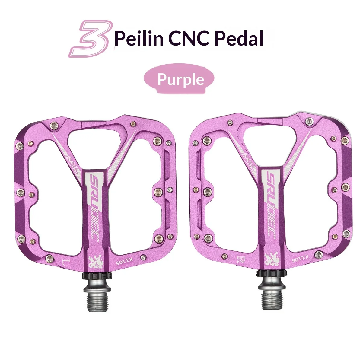 

Srupec Mountain Bike Pedals Sealed Three Bearings Aluminum Alloy Anodized Non Slip Large Platform High Strength Cnc Pedals