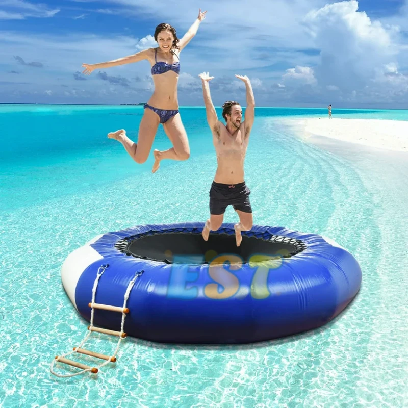 Populair Opblaasbaar Drijvend Water Springbed Zeewaterpark Pvc Opblaasbare Drijvende Trampoline Watertrampoline Voor Volwassen Spellen